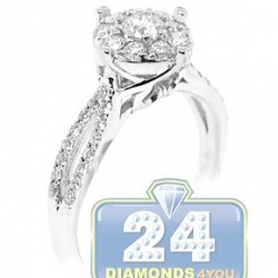 14K White Gold 0.62 ct Diamond Multistone Engagement Ring