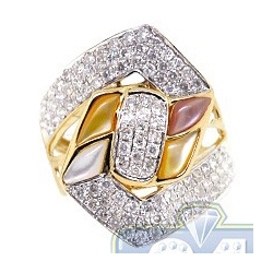 14K Yellow Gold 1.48 ct Diamond Opal Womens Fancy Flower Ring