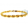 Real Italian 10K Yellow Gold Hollow Rope Mens Bracelet 5mm 8"