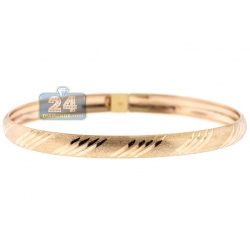 10K Yellow Gold Lined Diamond-Cut Bangle Bracelet 6 mm 7 Inches