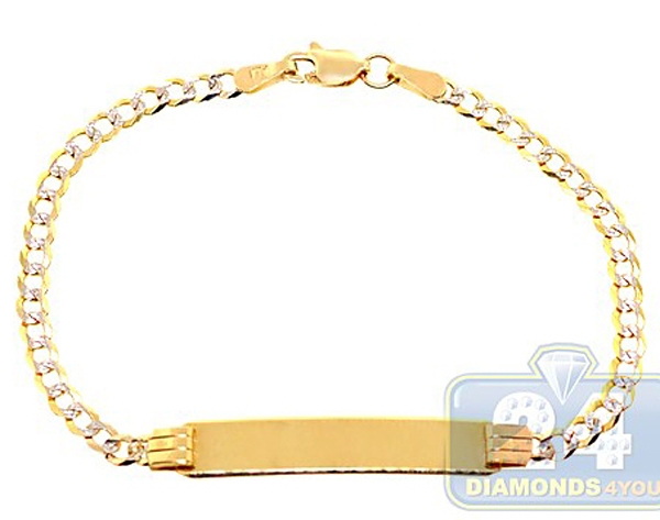 6" Baby Childrens KIDS ENGRAVABLE ID Oval Link BRACELET REAL 10K YELLOW GOLD 