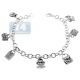 925 Sterling Silver Hand Bags Charm Womens Bracelet 7 3/4 Inches