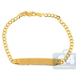 10K Yellow Gold Cuban Link Kids ID Bracelet 3 mm 6 Inches