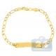 10K Yellow Gold Figaro Diamond Cut Kids ID Bracelet 6 Inches