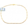 Solid 10K Yellow Gold Figaro Link Womens Ankle Bracelet 2mm 10"