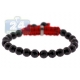 Sterling Silver Grooved Onyx Bead Kids Adjustable Bracelet