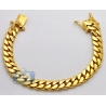 Solid 10K Yellow Gold Miami Cuban Link Mens Bracelet 11mm 9"