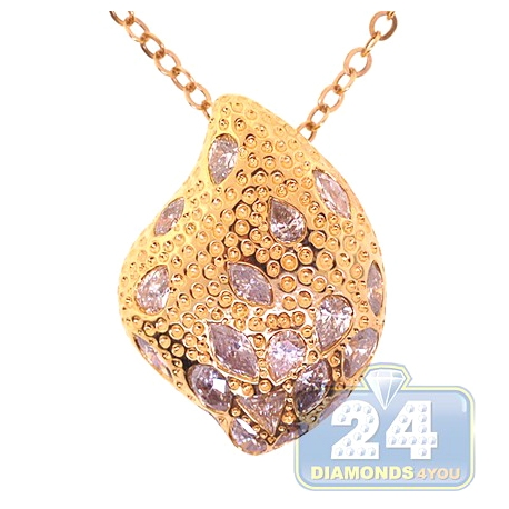 Womens Bezel Diamond Leaf Shape Pendant 14K Yellow Gold 5.10 ct