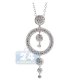 18K White Gold 3.21 ct Diamond Drop Circle Pendant Necklace