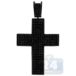 Black 14K Gold 6.95 ct Princess Diamond Mens Cross Pendant