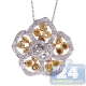 14K White Gold 4.32 ct Fancy Diamond Flower Womens Pendant