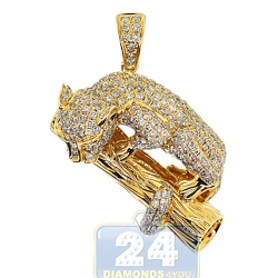 14K Yellow Gold 4.30 ct Diamond Panther Womens Pendant