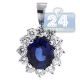 18K White Gold 3.78 ct Diamond Blue Sapphire Womens Pendant