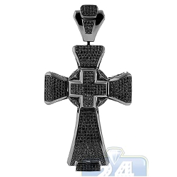 Black 14K Gold 3.30 ct Diamond Religious Cross Mens Pendant
