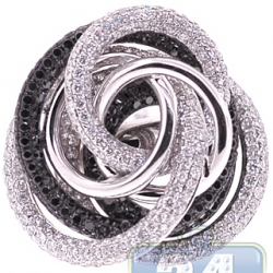 18K White Gold 5.14 ct Black Diamond Womens Rose Flower Ring