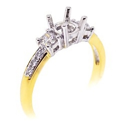 14K 2 Tone Gold 0.58 ct Round Diamond Engagement Ring Setting