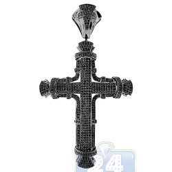 Black 14K Gold 2.65 ct Diamond Pave Religious Cross Pendant