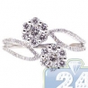 14K White Gold 1.07 ct Diamond Cluster Womens Double Flower Ring