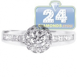 14K White Gold 0.62 ct Round Princess Diamond Engagement Ring