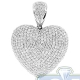 14K White Gold 4.32 ct Iced Out Diamond Womens Heart Pendant