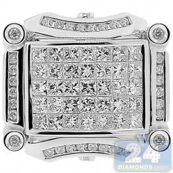 14K White Gold 6.38 ct Round Princess Cut Diamond Mens Ring