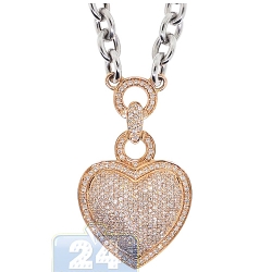 14K Two Tone Gold 2.18 ct Diamond Heart Pendant Necklace