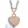 Womens Diamond Heart Pendant Necklace 14K Two Tone Gold 2.18ct