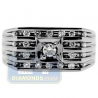 Black PVD 14K Gold 0.48 ct Diamond Mens Rectangle Lined Ring