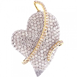 14K Two Tone Gold 3.71 ct Diamond Womens Heart Pendant