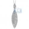 Womens Diamond Teardrop Leaf Pendant 14K White Gold 2.95ct