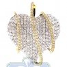 Womens Diamond Wrapped Heart Pendant 14K Two Tone Gold 3.29ct