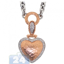 14K Two Tone Gold 0.63 ct Diamond Heart Pendant Necklace
