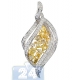 14K White Gold 2.60 ct Fancy Diamond Womens Leaf Pendant
