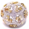 14K White Gold 7.68 ct Fancy Multicolored Diamond Openwork Dome Ring