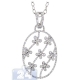 14K White Gold 1.60 ct Diamond Butterfly Womens Oval Pendant