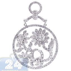 14K White Gold 2.76 ct Diamond Flower Chandelier Pendant