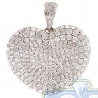 Womens Diamond Pave Сoncave Heart Pendant 14K Yellow Gold 3.1ct