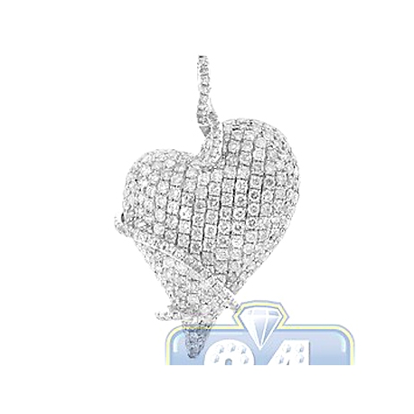 Womens Diamond Womens Wrap Heart Love Pendant 14K White Gold