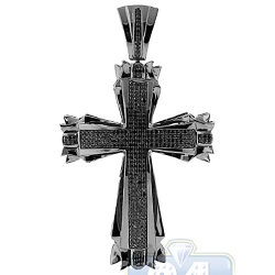 Black 14K Gold 1.36 ct Diamond Pave Cross Mens Pendant