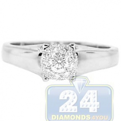 14K White Gold 0.33 ct Diamond Cluster Womens Engagement Ring