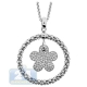 14K White Gold 0.86 ct Diamond Flower Circle Pendant Necklace