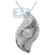 14K White Gold 1.62 ct Diamond Leaf Shape Womens Pendant