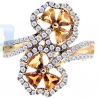 14K Yellow Gold 1.19 ct Diamond Citrine Womens Bypass Flower Ring