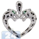 14K White Gold 2.30 ct Diamond Two Panthers Heart Pendant