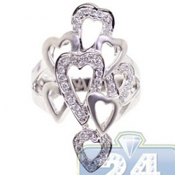 Matte 14K White Gold 0.55 ct Diamond Multi Heart Womens Ring