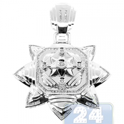 14K White Gold 1.21 ct Diamond Star of Lakshmi Mens Pendant
