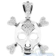 14K White Gold 2.07 ct Diamond Skull Bones Mens Pendant