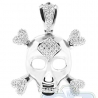Mens Diamond Skull Bones Pendant Necklace 14K White Gold 2.07ct