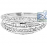 14K White Gold 0.84 ct Baguette Round Diamond Womens Vintage Band Ring