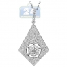 Womens Diamond Pave Rhombus Drop Pendant 14K White Gold 1.23ct